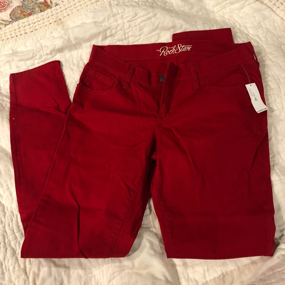 Old Navy Red Rockstar Jeans Size 12 Long